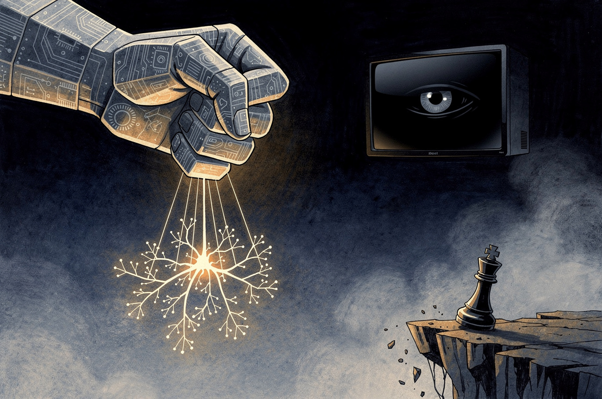 Editorial illustration for: AI Safety, Surveillance TVs, and Nvidia's Grip on the Machine Economy: A Weekend of Hard Questions