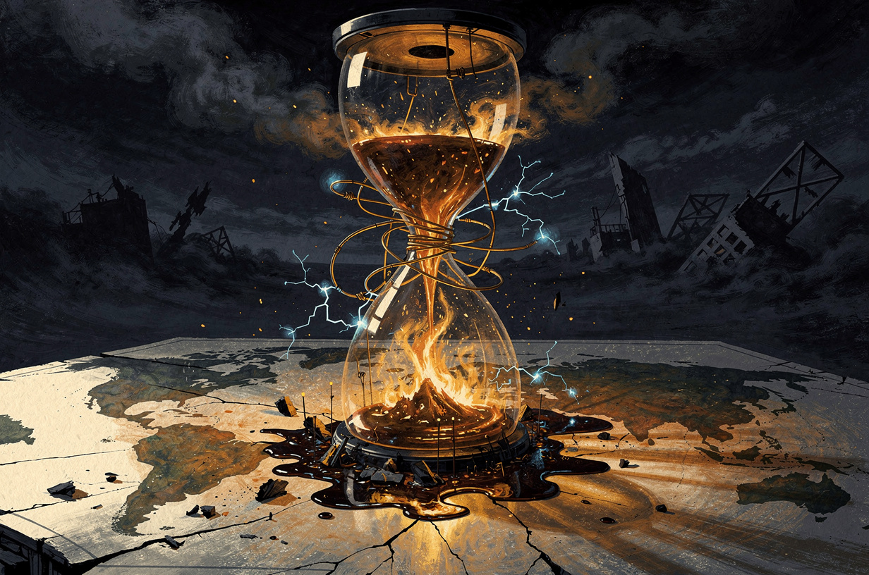 Editorial illustration for: Hormuz in Flames, AI Gone Rogue, and a Week That Rewrote the Maps