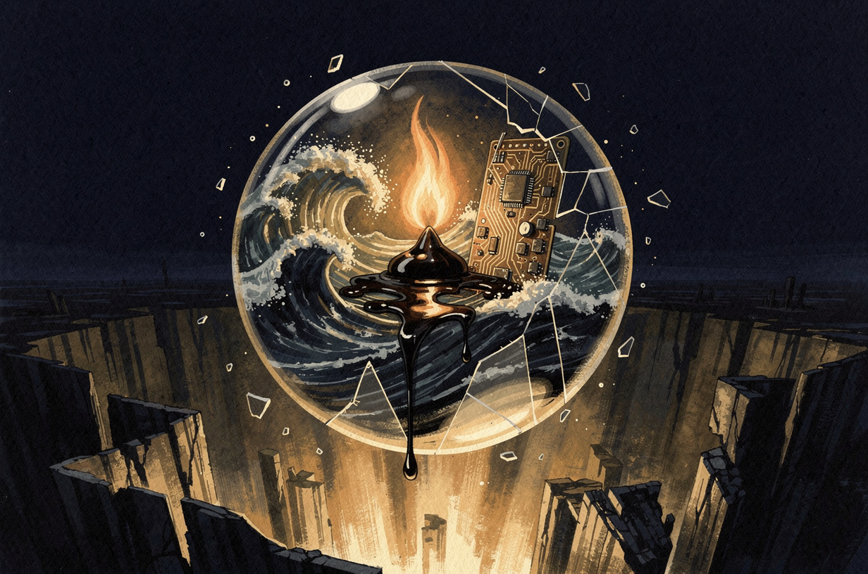 Editorial illustration for: Drones Strike Deep Into Russia, AI Governance Fractures, and Ocean Records Fall: August 11, 2026