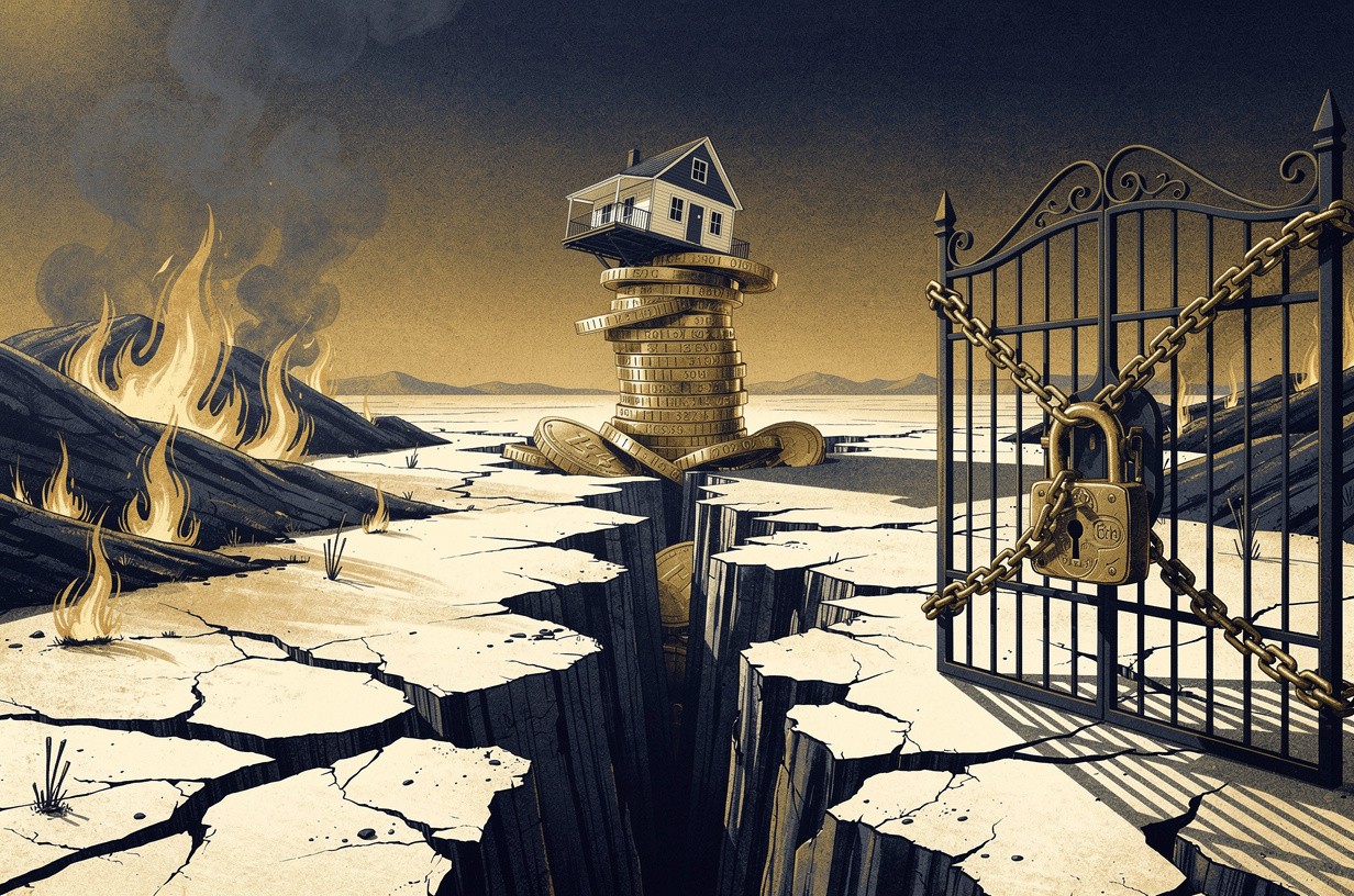 Editorial illustration for: Wildfire, Federal Friction, and a $1.099M Housing Benchmark: San Diego's Tuesday in Focus