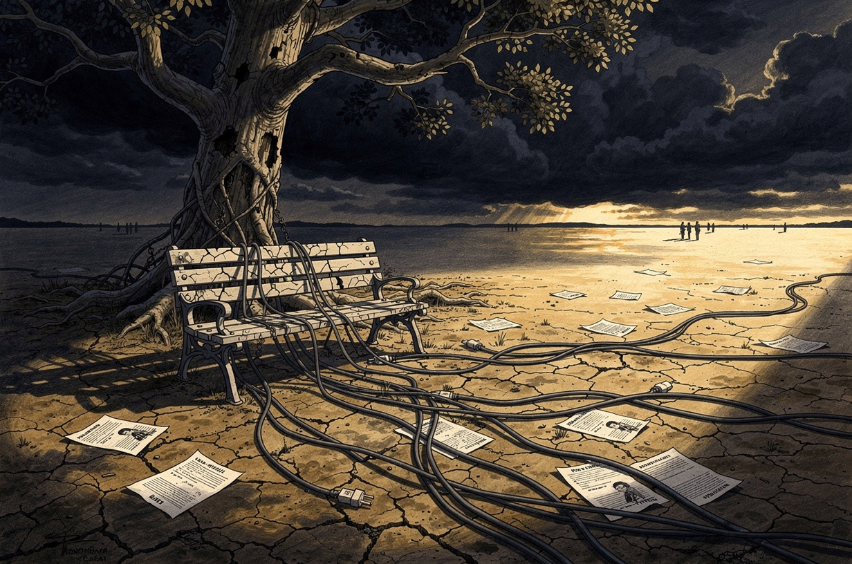 Editorial illustration for: Homicide Unit Investigates Mast Park Death as Santee Faces Heat Fallout and Landmark Ballot Measure