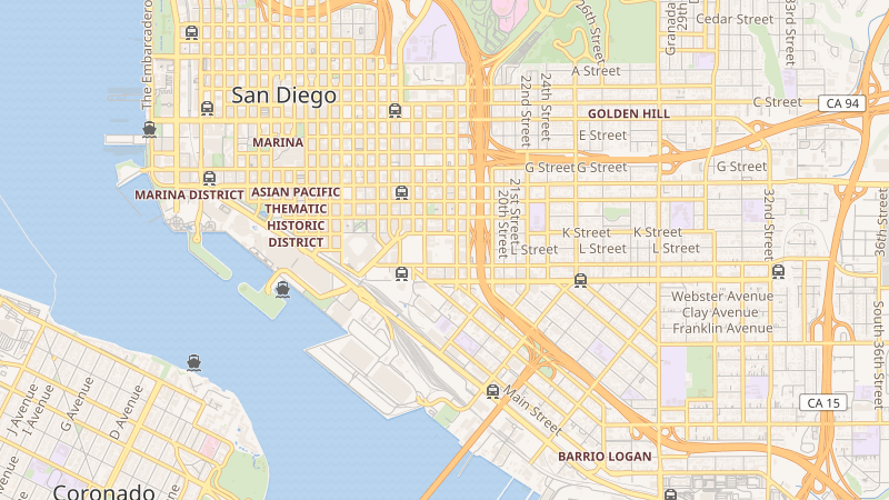 Map of Metropolitan Transit System, San Diego, CA