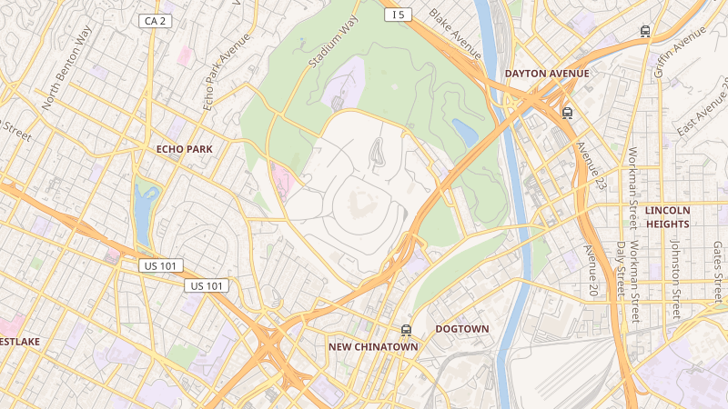 Map of Dodger Stadium, Los Angeles, CA