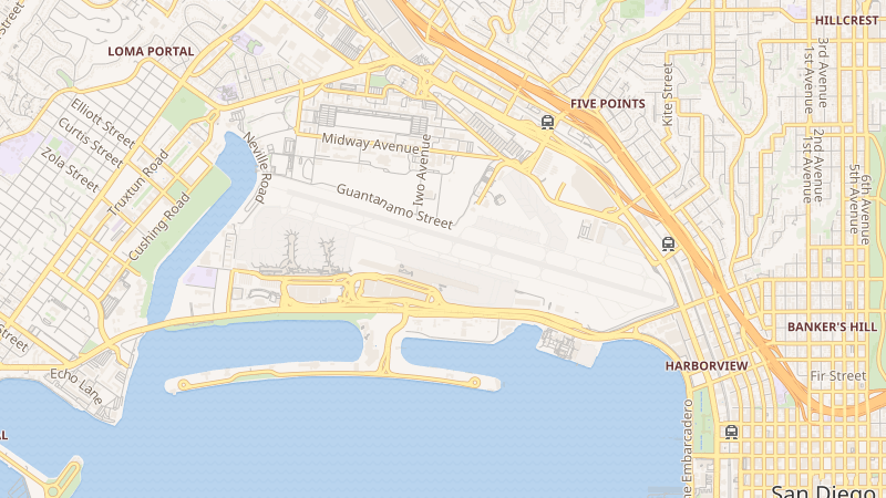 Map of San Diego International Airport, San Diego, CA